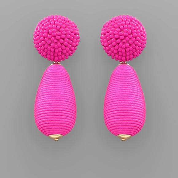 Thread Teardrop Ball Beads Earrings - Picture 1 of 2
